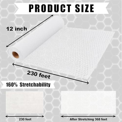 12 Inch x 230 Ft Honeycomb Kraft Packaging Paper White, Plastic Free Cushioning Packing Paper with Fragile Warning Labels, Recyclable Bubble Wrap Substitute for Household Moving & Business Shipping - color: White