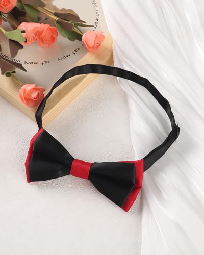 AWAYTR Bow Ties for Men - Pre-Tied Adjustable Tuxedo Style for Wedding - color: Black&red