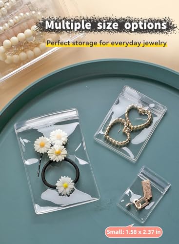 100Pcs Anti Tarnish Jewelry Bags Clear Pvc Jewelry Storage Pouches with Zipper Plastic Packing for Earrings (Clear Pvc Ring Bag 1.58x2.37 in) - color: 100Pcs Clear Pvc Ring Bag 1.58x2.37 in