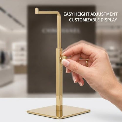 Single Hook Adjustable Purse Display Stand Metal Adjustable Handbag Bag Display Rack Holder (GOLD) - color: GOLD