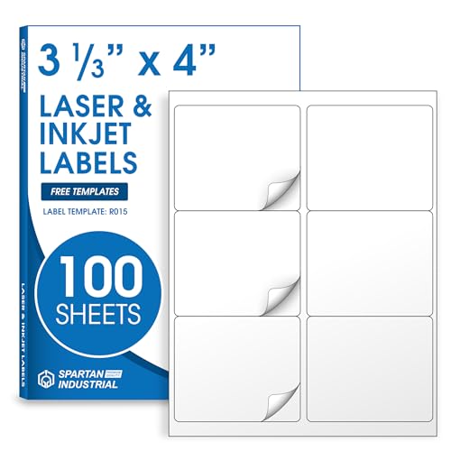 4" X 3.33" Matte White Printable Shipping Labels (100 Sheets, 600 Stickers) - size: 3-1/3" X 4"