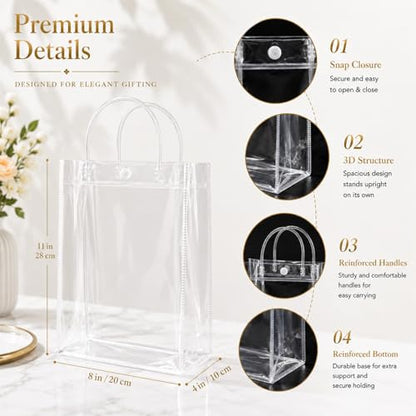 SHIPKEY 10 PCS Clear Gift Bags with Handle 8x4x11in PVC Shopping Bag - color: Clear - Medium