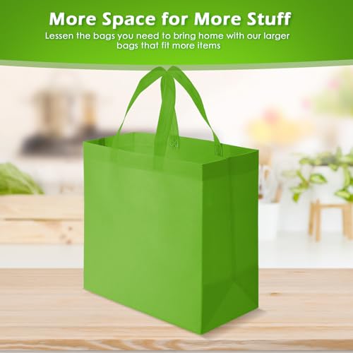 Reginary 50 Pcs Reusable Tote Bags Shopping Bags Non Woven, Green Fruit - color: Green Fruit