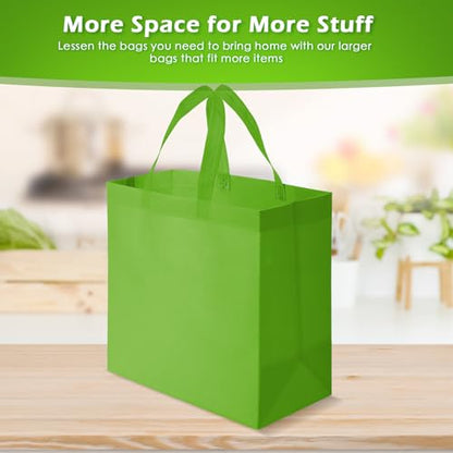 Reginary 50 Pcs Reusable Tote Bags Shopping Bags Non Woven, Green Fruit - color: Green Fruit