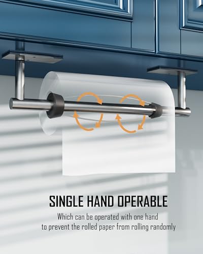 Paper Towel Holder Under Cabinet One Hand Operable, Silver - color: Sliver