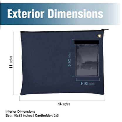 BankSupplies 14 oz Canvas Interoffice Mailer 14W x 11H Navy Blue Transit Bag with Zipper and Grommet - color: Blue,Navy, size: Large