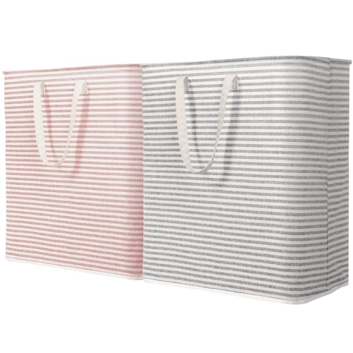 Lifewit 100L Large Laundry Baskets, Laundry Hampers Bags, 2 Pack, Grey&Pink - color: Grey-Pink, size: 100L