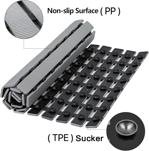 BEMISO Shower Mat Non Slip Bathtub Mat 27.5 x 15.7 Inch Bath Mat for Tub - color: Gray, size: 27.5 x 15.7 inches