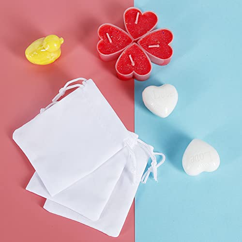 Shintop 10Pcs 3x4 Inch Velvet Drawstring Gift Bags for Wedding - color: White, size: 1 Count (Pack of 10)