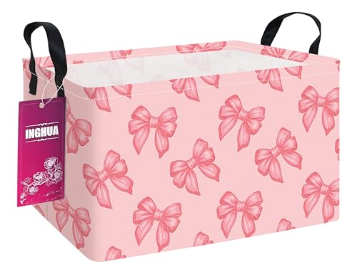 Rectangular Bowknot Storage Basket - color: Rec-Pink bowknots