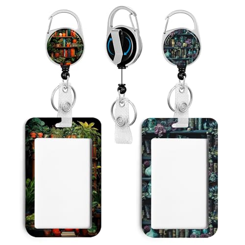2 Pack Bookshelf ID Badge Holder with Clip Badge Reels - color: 2 Pack-bookshelf