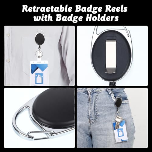2 Pack Retractable Badge Reel with Clear Vertical Id Holder - style: 2 Set PC Material