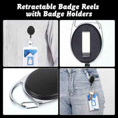 2 Pack Retractable Badge Reel with Clear Vertical Id Holder - style: 2 Set PC Material