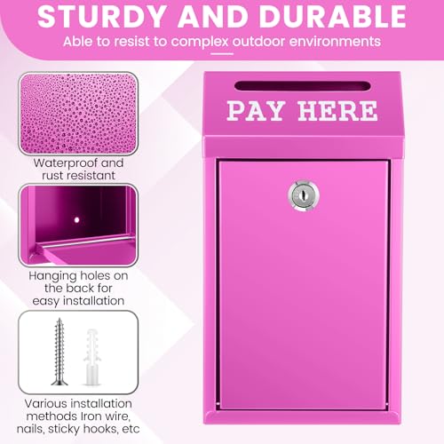 Yaocom Metal Money Cash Box,Rose Red,10.2 X 5.7 X 2.8 Inch - color: Rose Red, size: 10.2 x 5.7 x 2.8 Inch