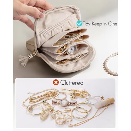 Small Travel Jewelry Organizer,Jewelry Pouch Bags,Velvet Jewelry Storage Bag for Bracelet Rings Earring,Portable Jewelry Travel Case for Traveler (Black)