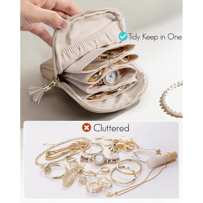 Small Travel Jewelry Organizer,Jewelry Pouch Bags,Velvet Jewelry Storage Bag for Bracelet Rings Earring,Portable Jewelry Travel Case for Traveler (Black)