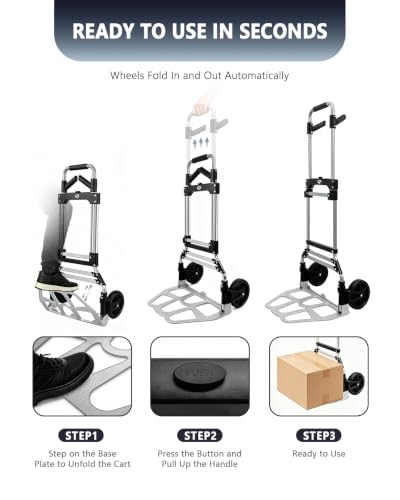 330 LB Folding Hand Truck, Dolly Cart with Wheels and Telescoping Handle