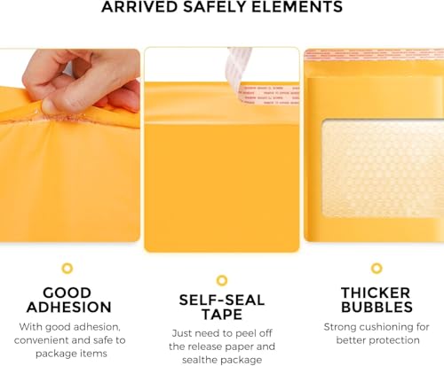 Fuxury Kraft Bubble Mailers 7.25x12 Inch 250 Pack - color: Yellow, size: 7.25x12" 250PC