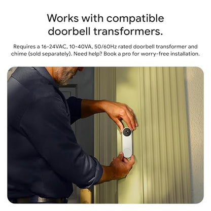 Google Nest Doorbell (Wired, 3rd Gen) - 2K Video, Live View - 2025 - Linen - color: Linen, style: Wired