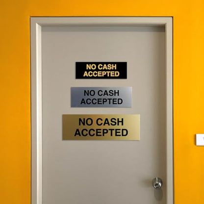 Basic No Cash Accepted Sign (Black) - Small 2 Pack - color: Black, size: 2 x 6" - Small (2 Pack)