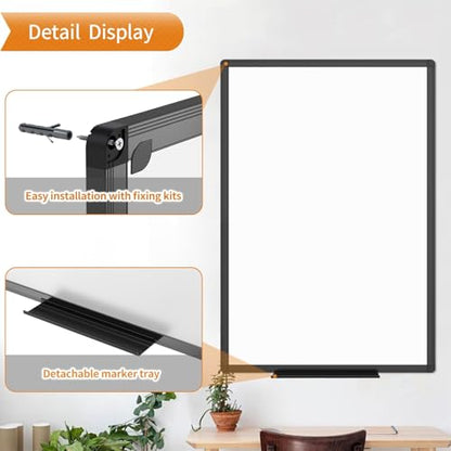 VIZ-PRO Magnetic Dry Erase Board, 60 x 40 Inches, Black Aluminium Frame - size: 60 x 40 Inches