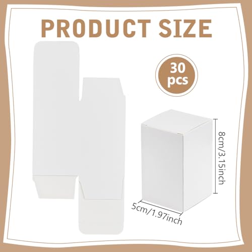 PH PandaHall 30pcs 2x2x3 inch Paper Essential Oil Packing Box, Small Packing Boxes Kraft Paperboard Gift Box Packaging Cases Gift Wrapping Boxes for Glass Dropper Bottles Diffuser Bottles, White - color: White