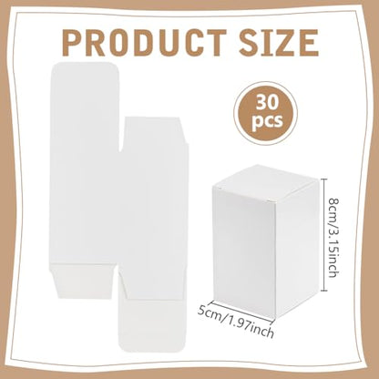 PH PandaHall 30pcs 2x2x3 inch Paper Essential Oil Packing Box, Small Packing Boxes Kraft Paperboard Gift Box Packaging Cases Gift Wrapping Boxes for Glass Dropper Bottles Diffuser Bottles, White - color: White