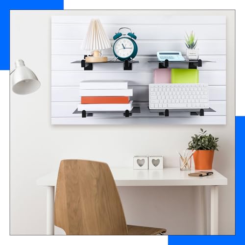 Yexiya 24 Pcs 10 Inch Slatwall Shelf Bracket Heavy Duty Slatwall Shelves Display Hooks Hangers Floating Slatwall Accessories for Panel Retail Shop Garage Room Storage Organizer Exhibition (Black)