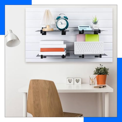 Yexiya 24 Pcs 10 Inch Slatwall Shelf Bracket Heavy Duty Slatwall Shelves Display Hooks Hangers Floating Slatwall Accessories for Panel Retail Shop Garage Room Storage Organizer Exhibition (Black)