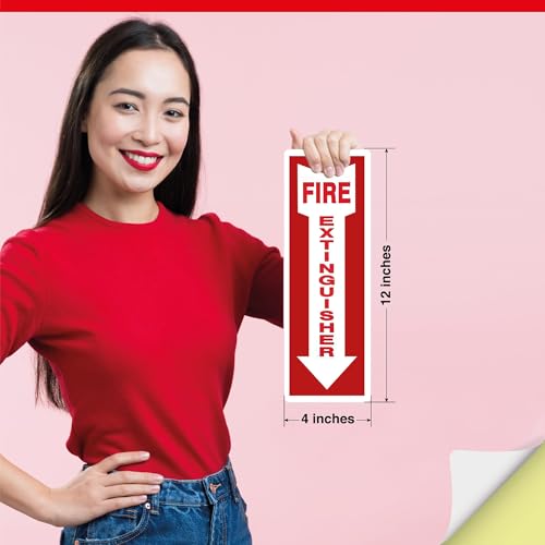 OLANZU 50 Pack Fire Extinguisher Sign Stickers for Wall, 4x12" - size: Pack of 50