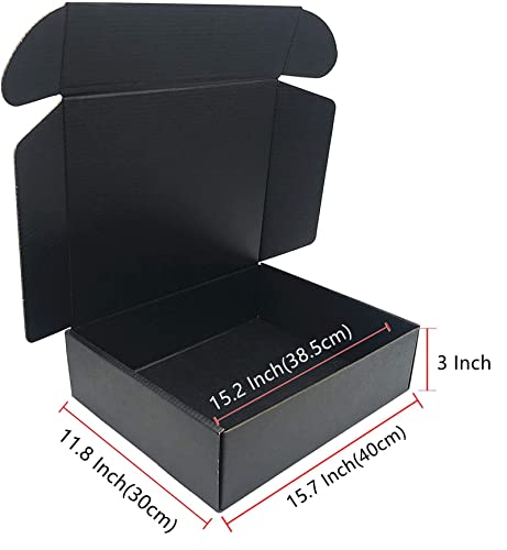 Black Shipping Boxes 15.7x11.8x3.1 Inch Cardboard Storage Mailer Box 15Pack - size: 15.7 x 11.8 x 3 Inch/15 pcs