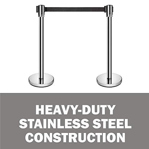 New Star Foodservice 54606 Stanchions, Set of 2, Silver Belt