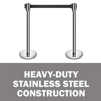 New Star Foodservice 54606 Stanchions, Set of 2, Silver Belt
