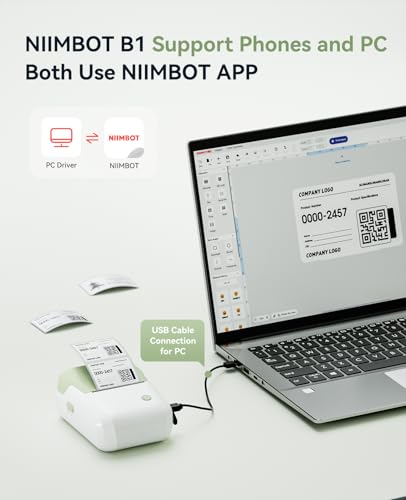 NIIMBOT B1 Label Maker Came with 3 Roll White Labels(Green) - color: Green, size: Printer+ 3 Tapes