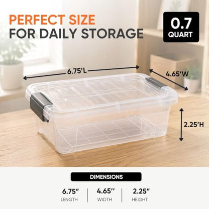 Superio 0.7 Quart Mini Clear Plastic Storage Container with Lid, Stackable Small Organizer Box for Crayons, Art Supplies, Beads, Sewing, Stationery & Food Storage, 2 Pack - size: 0.7 Quart