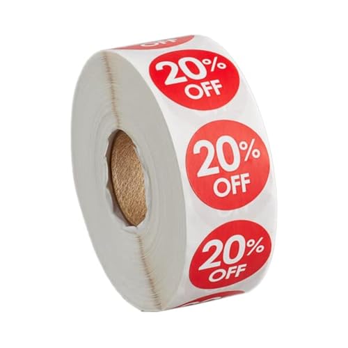 1000 Stickers/Roll 20 Percent Permanent 1 Inch Label Discount Sticker - style: 20% Off