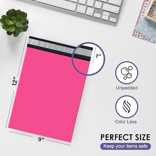 Hot Pink Poly Mailers 9x12, Shipping & Mailing Bags, 1000 Pack Bulk - color: Hot Pink, size: 9"x12" / 1000 Pack