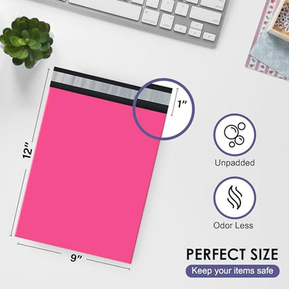 Hot Pink Poly Mailers 9x12, Shipping & Mailing Bags, 1000 Pack Bulk - color: Hot Pink, size: 9"x12" / 1000 Pack