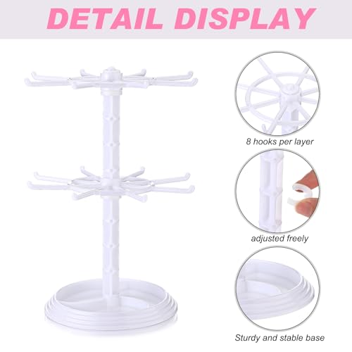 Yuntau 2 Pcs 2 Tier Keychain Display Stand for Bracelet, Rotating - color: White