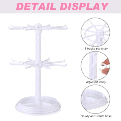 Yuntau 2 Pcs 2 Tier Keychain Display Stand for Bracelet, Rotating - color: White