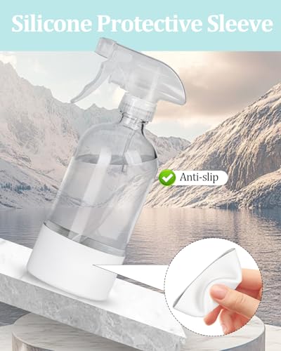 2 Pack 360° Glass Spray Bottles with Silicone Sleeve White - color: White