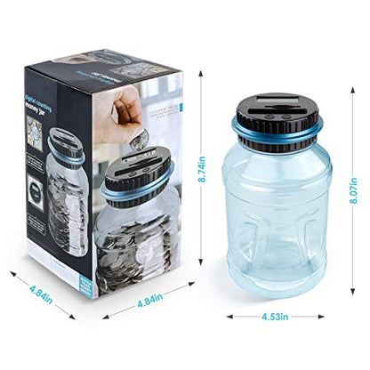 Large Piggy Bank for Adults Kids, Digital Coin Counting Bank LCD Counter - color: Dark Blue
