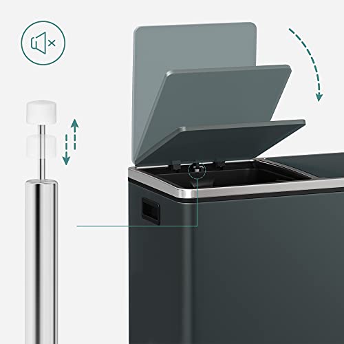SONGMICS Trash Can, 2 x 8 Gallon (2 x 30 L), Greenish-Gray - color: Greenish-Gray, size: 2 x 8 Gallon