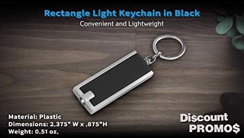DISCOUNT PROMOS 10 Flashlight Keychains Pack - Rectangle, Plastic - Black - color: Blank – Black, size: 10 keychains