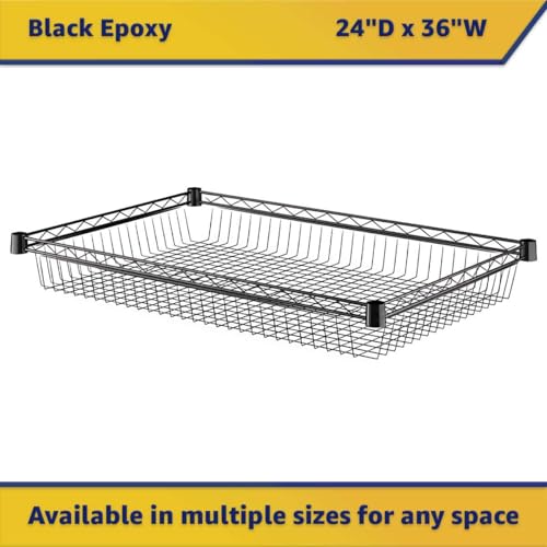 24" x 36" NSF Additional Wire Shelf Basket, Heavy Duty Replacement Black Shelf for Commercial Racks - color: Black, size: 24" x 36"