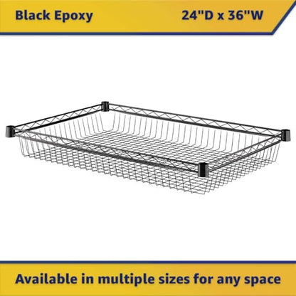 24" x 36" NSF Additional Wire Shelf Basket, Heavy Duty Replacement Black Shelf for Commercial Racks - color: Black, size: 24" x 36"