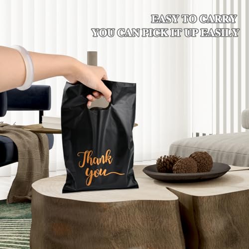 TIMESETL 300Pcs Thank You Bags for Small Business, Merchandise Bags 3 Sizes Shopping Bags with Handles Plastic Retail Shopping Bags Thank You Gift Bags Bulk Die Cut for Boutique, Gifts, Customers