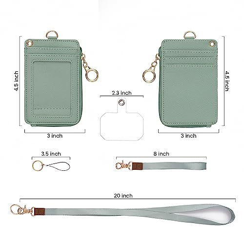MONDO DESIGNS 2-in-1 Lanyard Wallet ID Badge Holder - Sage Green - color: Green