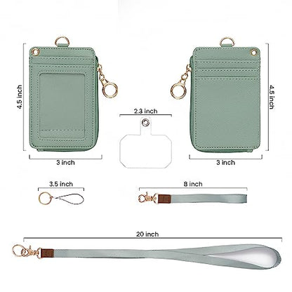 MONDO DESIGNS 2-in-1 Lanyard Wallet ID Badge Holder - Sage Green - color: Green