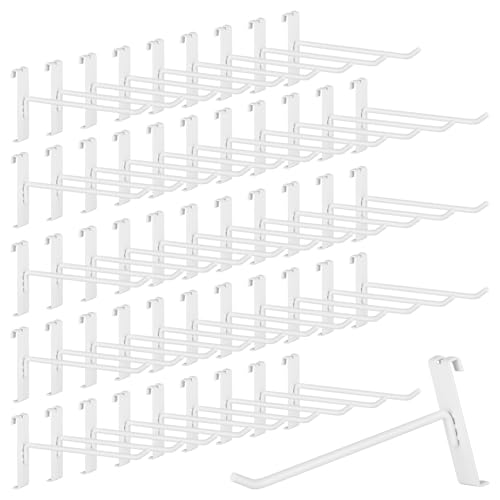 60 Pack Grid Wall Display Hooks, Metal Gridwall Accessories for Retail Stores, Trade Shows, Art and Craft Displays (White, 6 Inch) - color: White, size: 6 Inch